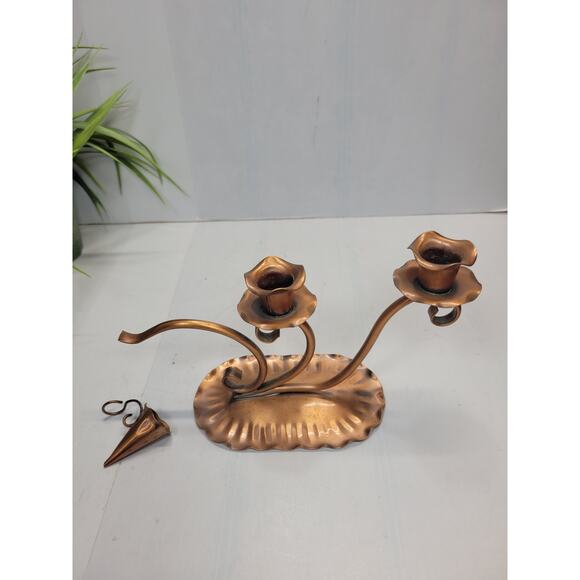 Vintage Gregorian Copper Candleholders, Candlestick Snuffer USA Made - Picture 3 of 6